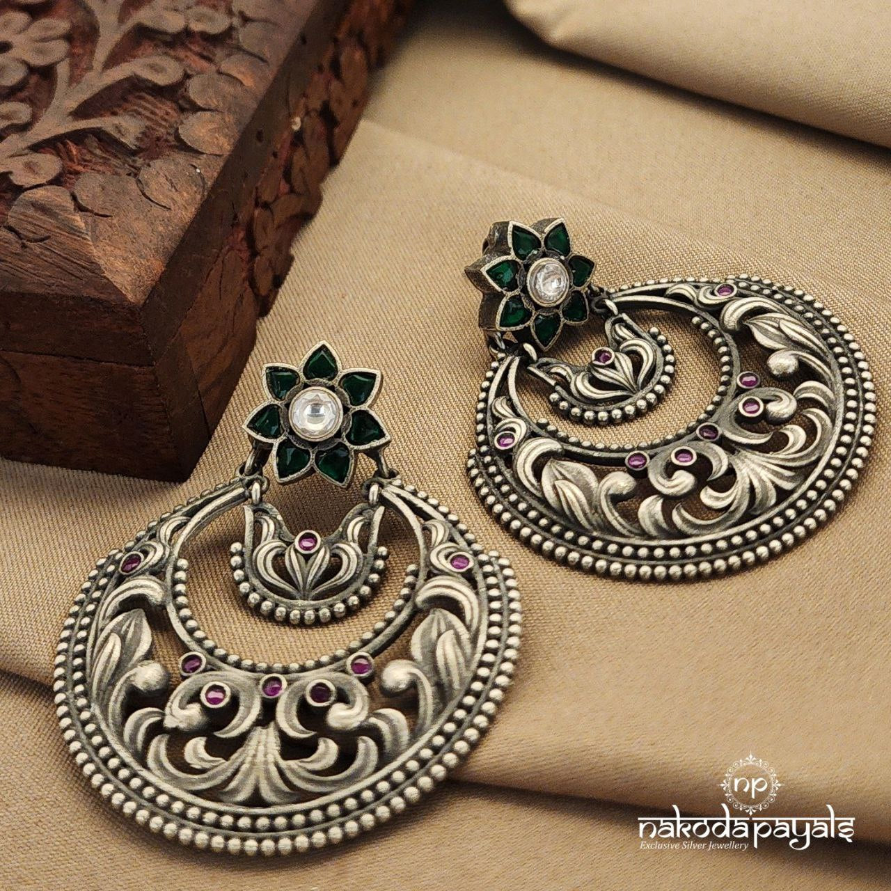 Floral Green Chandbali (C7819)