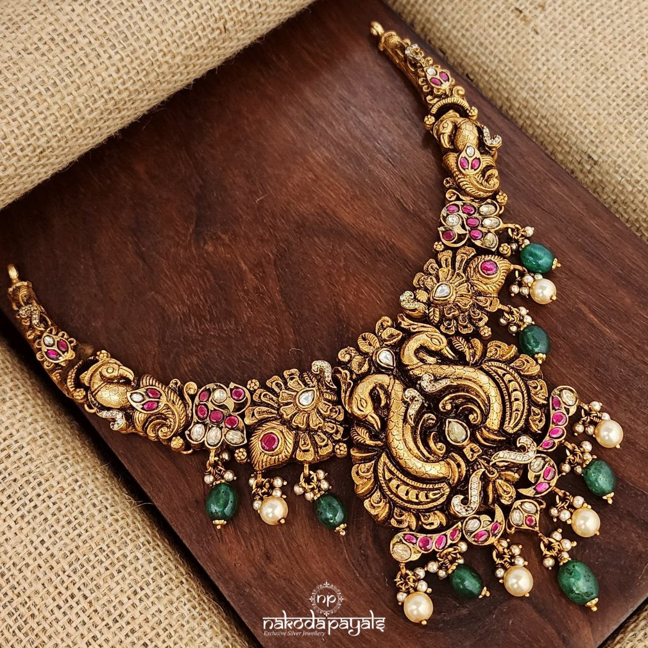 Heritage Harmony Twin Peacock Kundan Neckpiece (Gn9094)