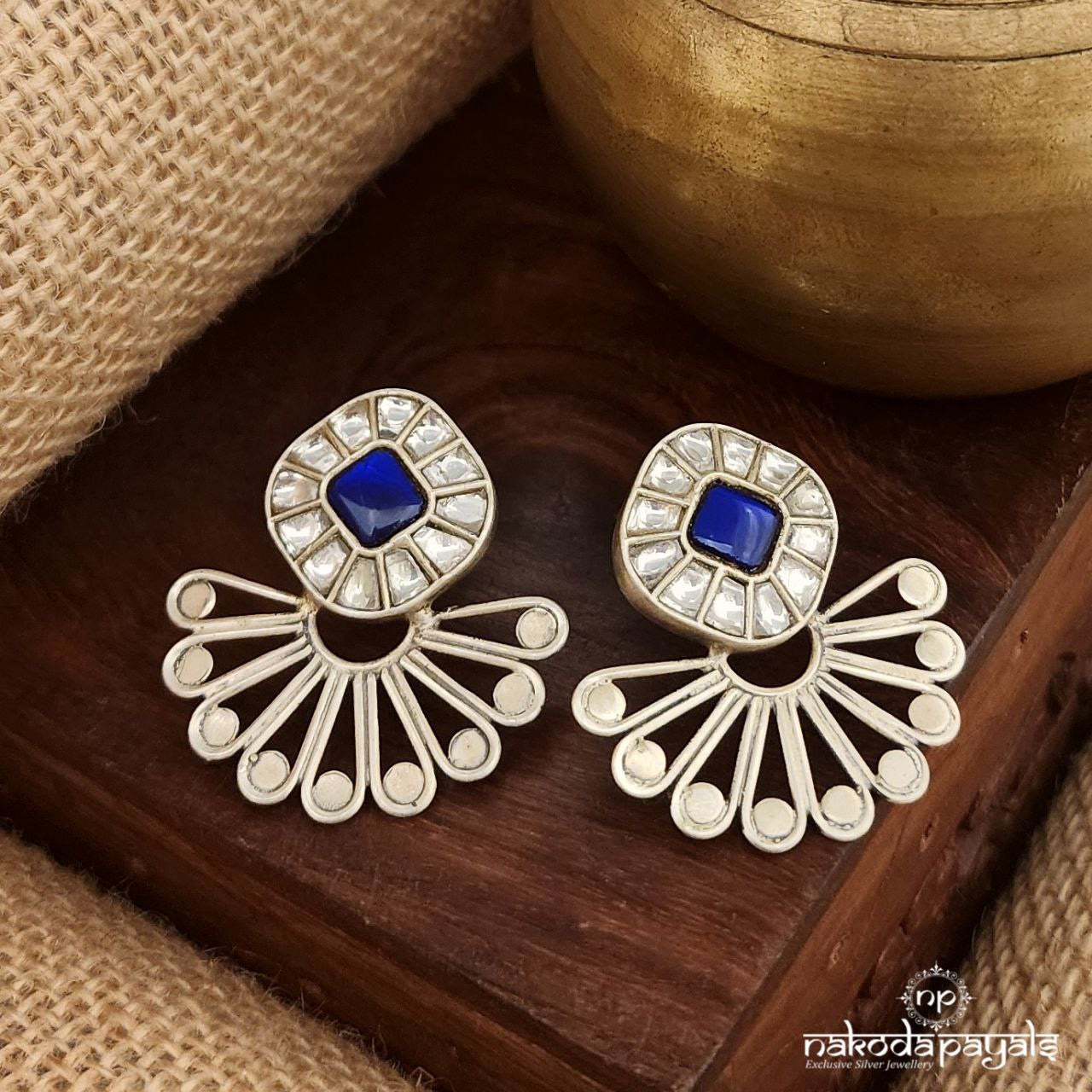 Royal Blue Kundan Earrings (C3599)