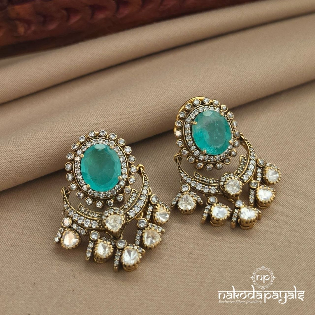 Emerald Moissanite Chandbali (Ge11514)