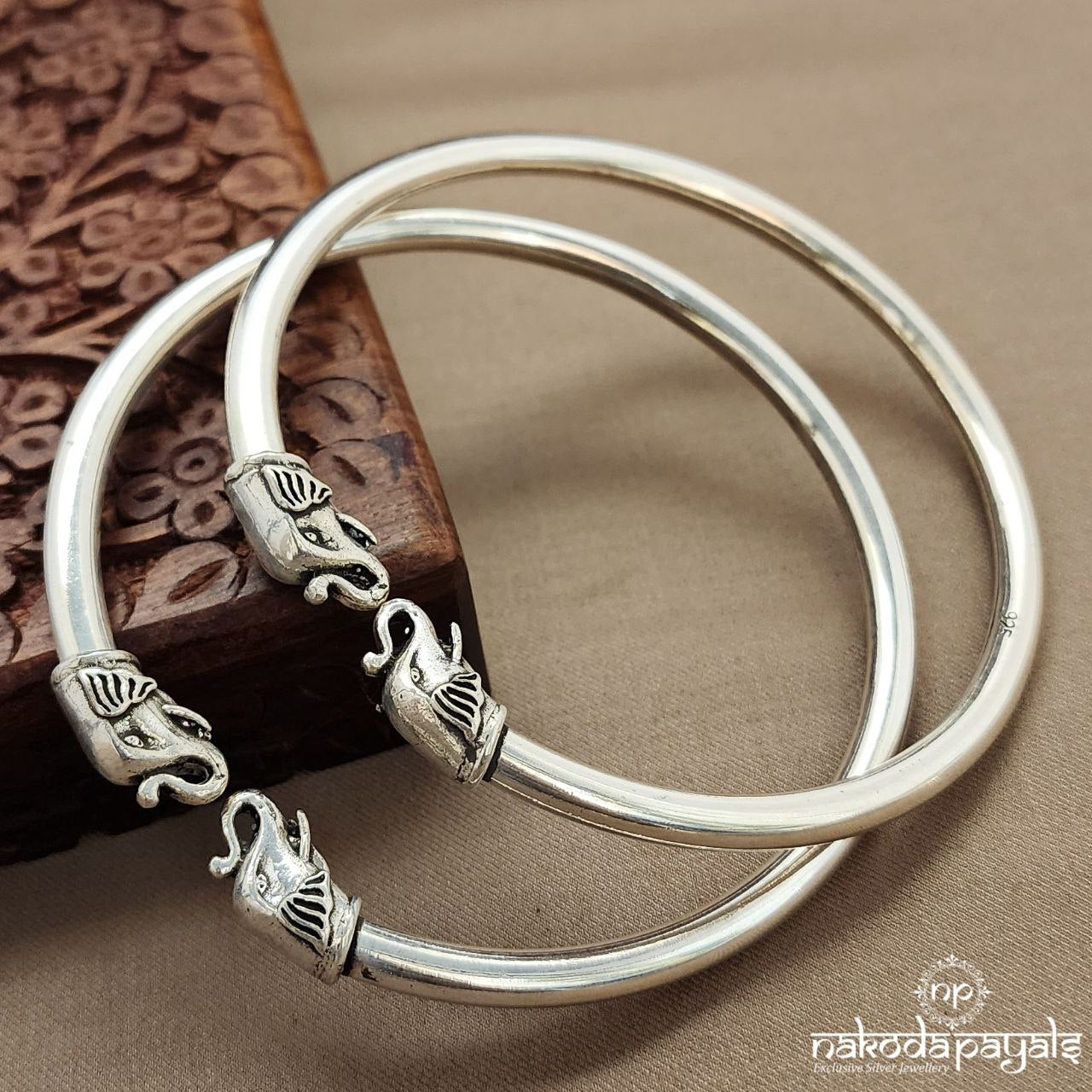 Elephant Head Ankle Kada Pair (A2339)