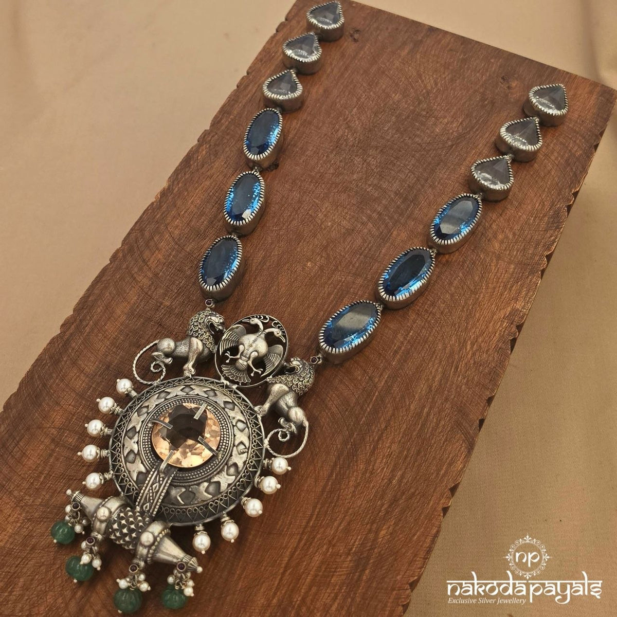 Sea Blue Gandaberunda Neckpiece (N12205)