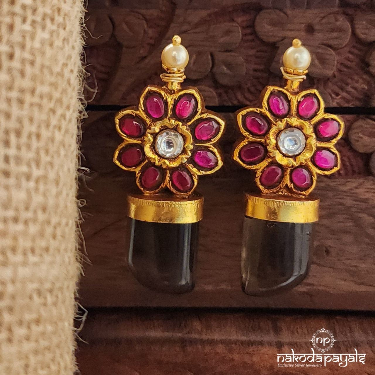 Pink Floral Kundan Earrings (Ge9803)