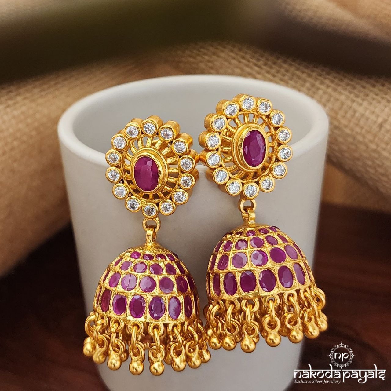 Pretty Pink Ball Drops Jhumka (Ge8208)