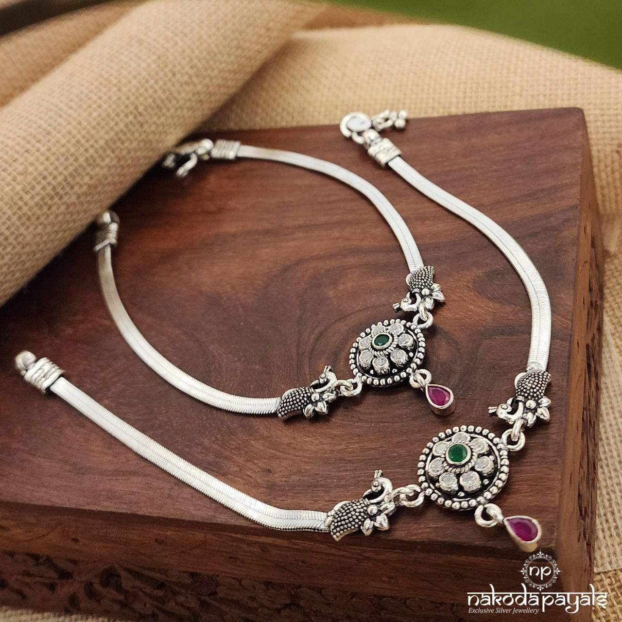 Floral Red Drop Anklets (A5820)