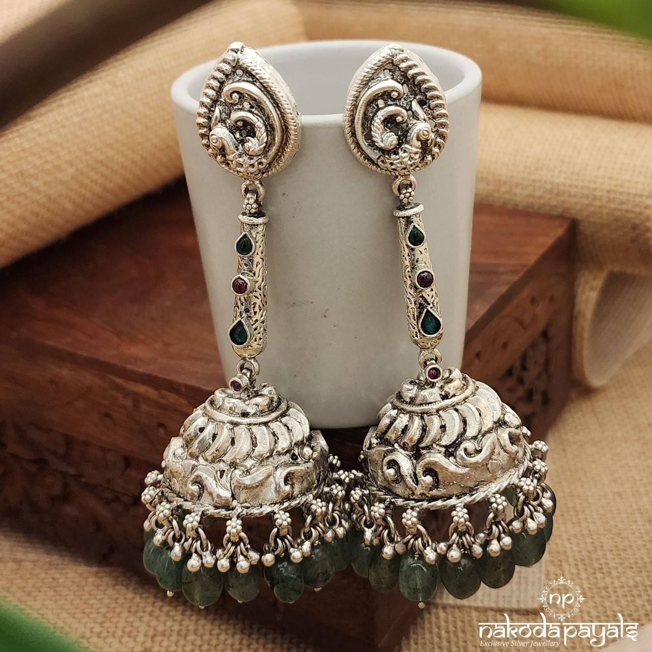 Graceful Green Drops Jhumka (J8019)