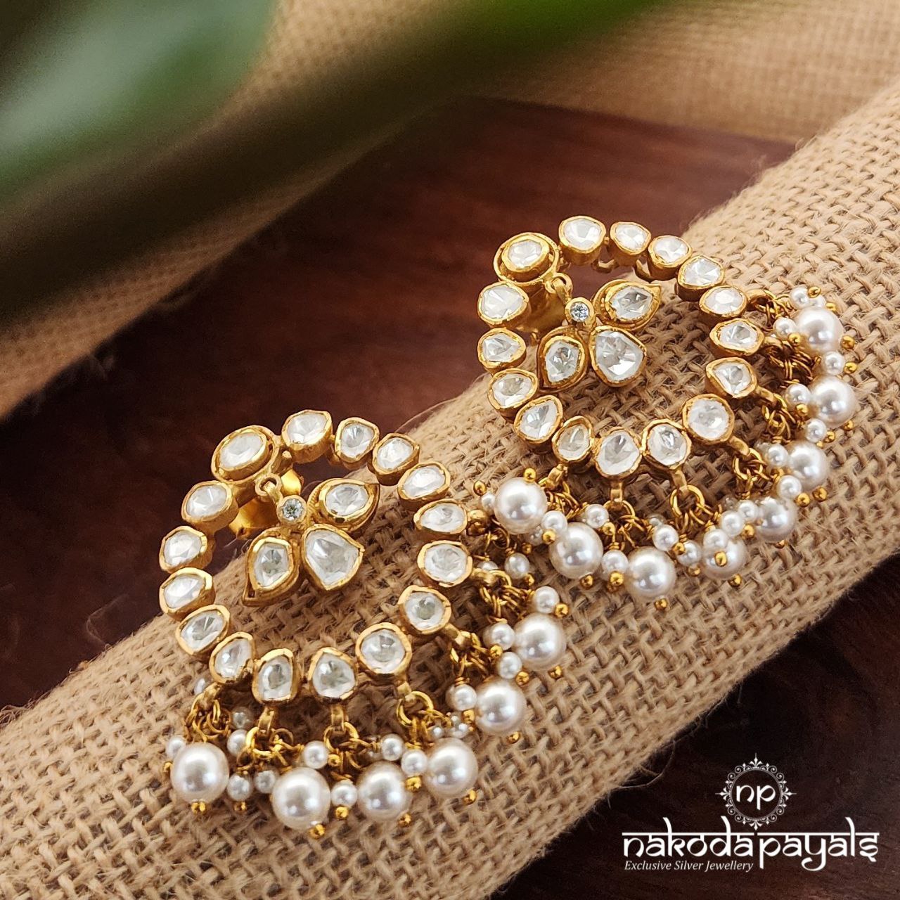 Floral Moissanite Chandbali (Ge8246)