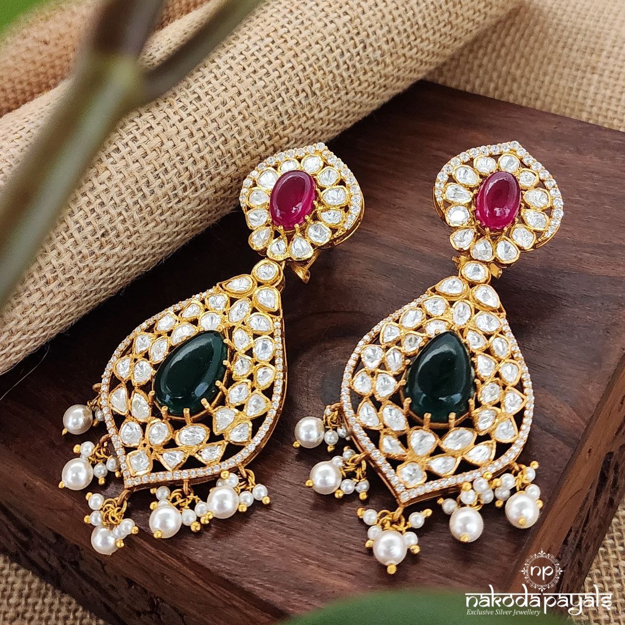Royal Green Moissanite Chandbali (Ge8264)