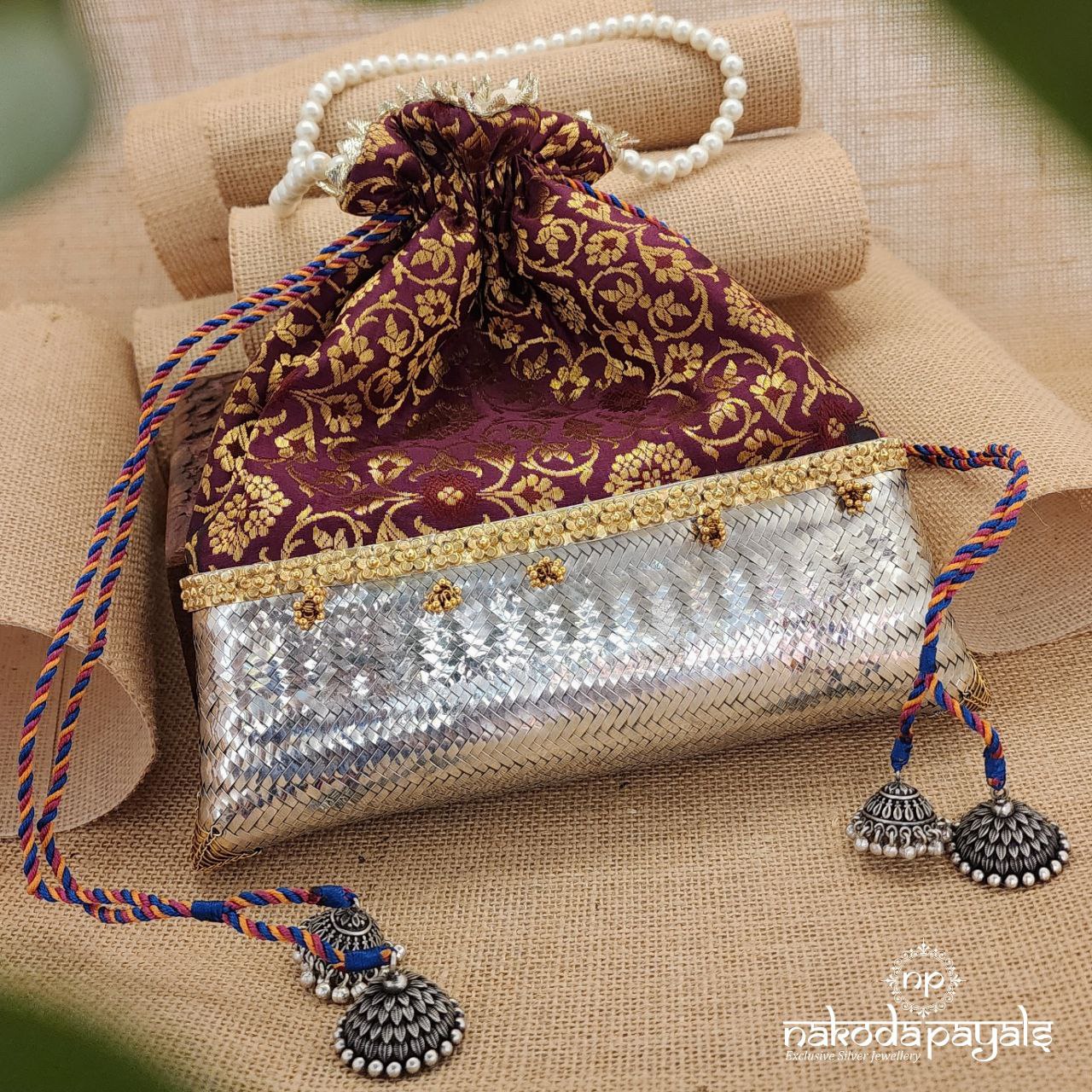 Pearl Empress Dual Tone Kundan Potli Bag (Esa195)