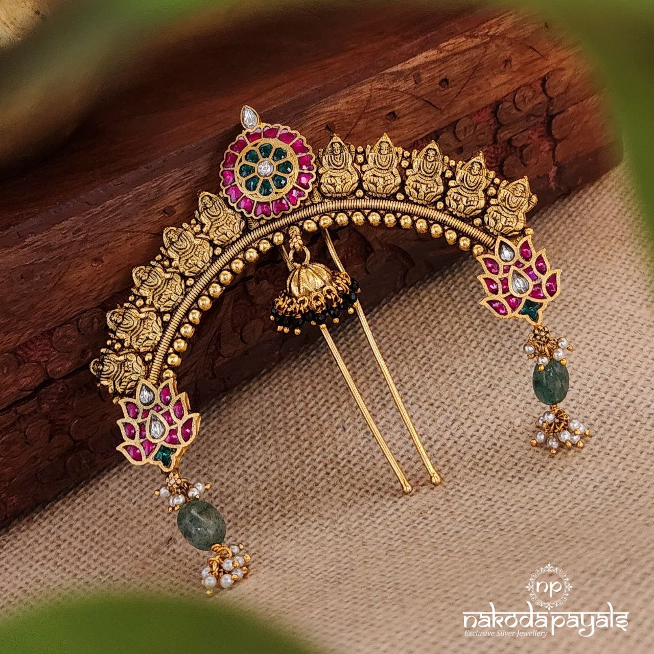 Multicoloured Pearl Drops Kundan Hair Accessory (Ha0018)