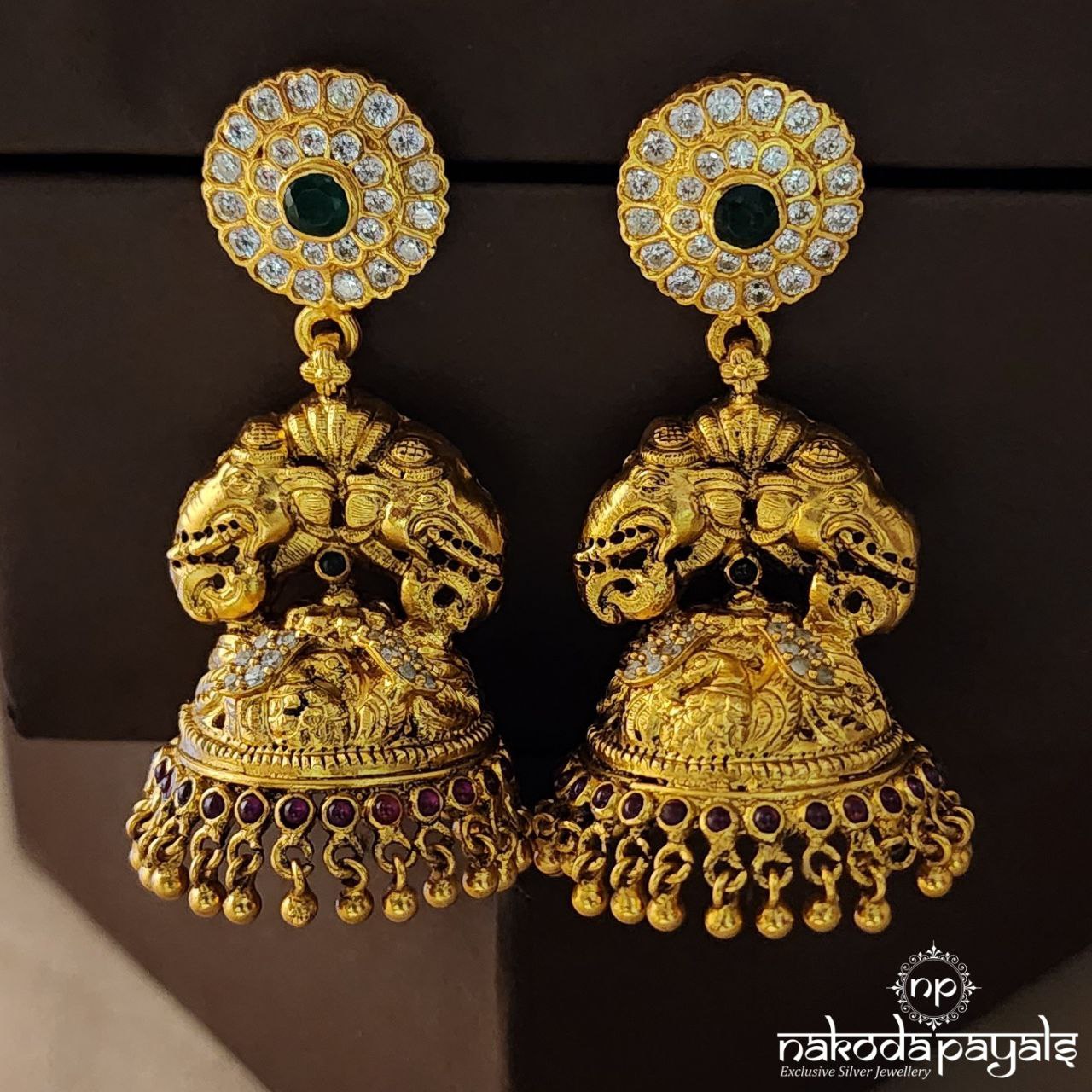 Nakshi Elephant Jhumka (Ge5418)