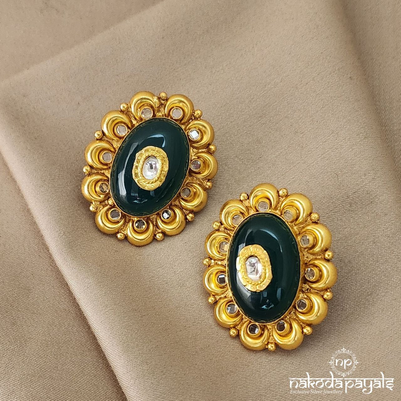 Oval Green Studs (Ge5484)