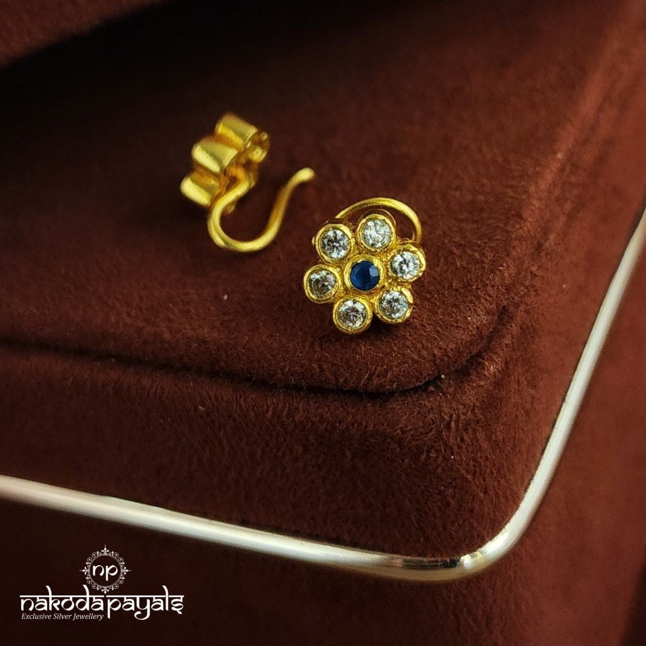 Blue Flower Nosepin (NP0490)