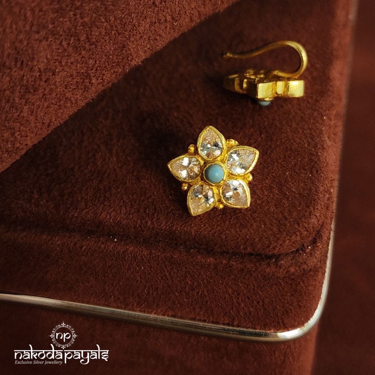 Turquoise Flower Nosepin (NP0502)