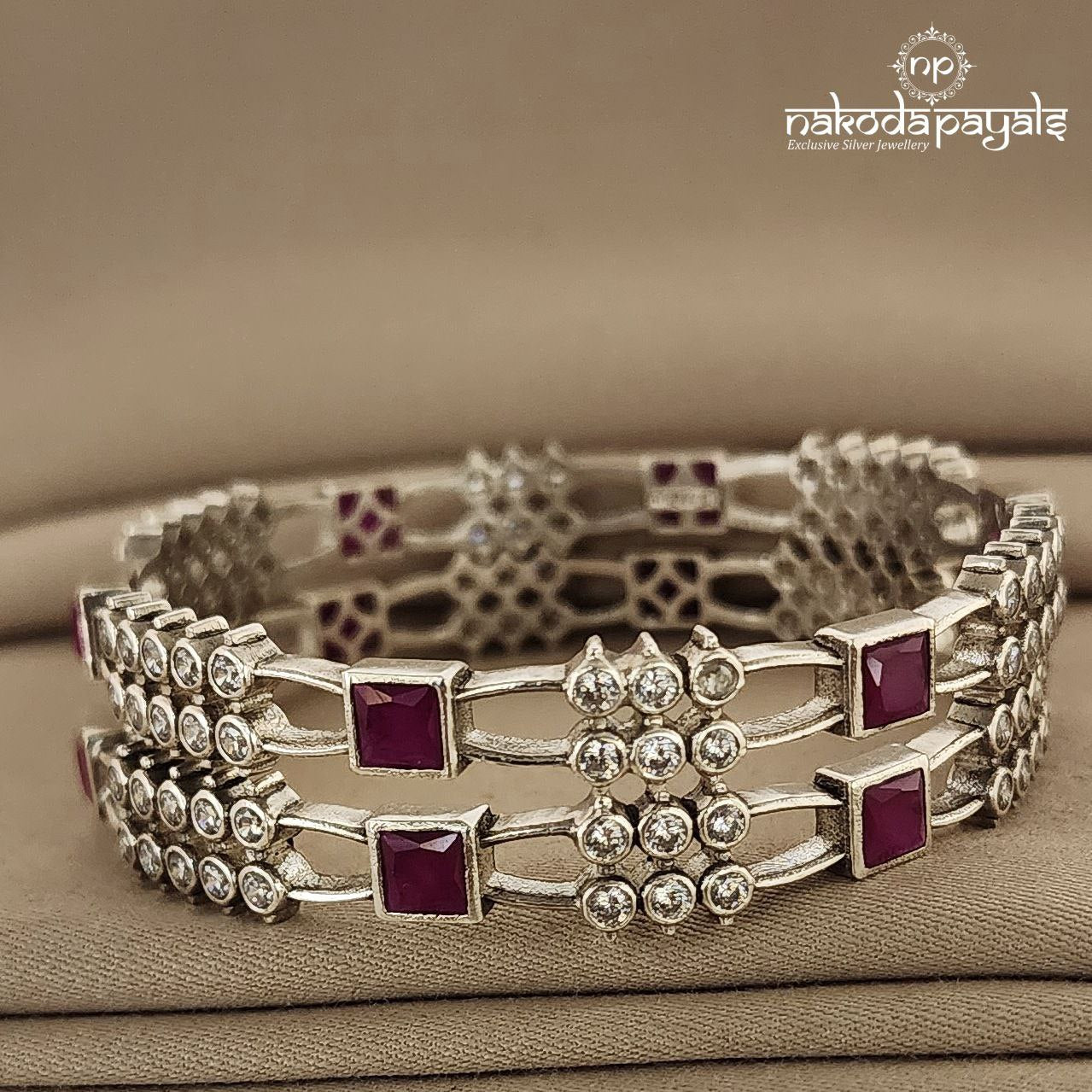 Square Ruby Bangle Pair (K3915)