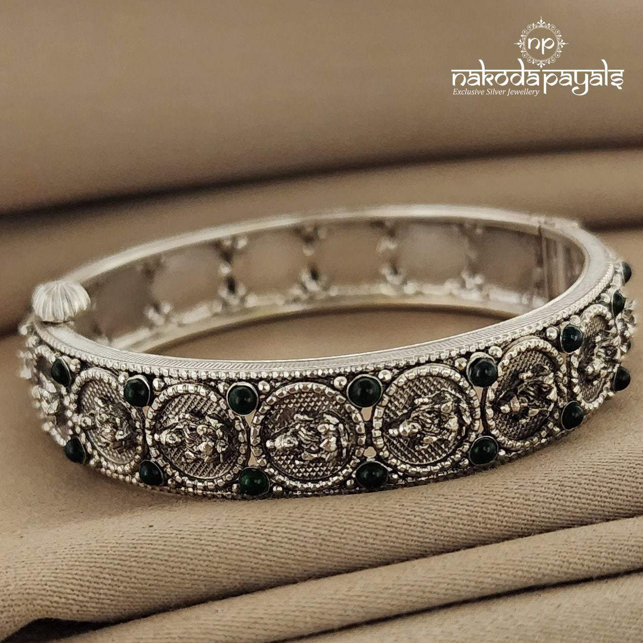 Green Lakshmi Coined Openable Kada Single (K3927)
