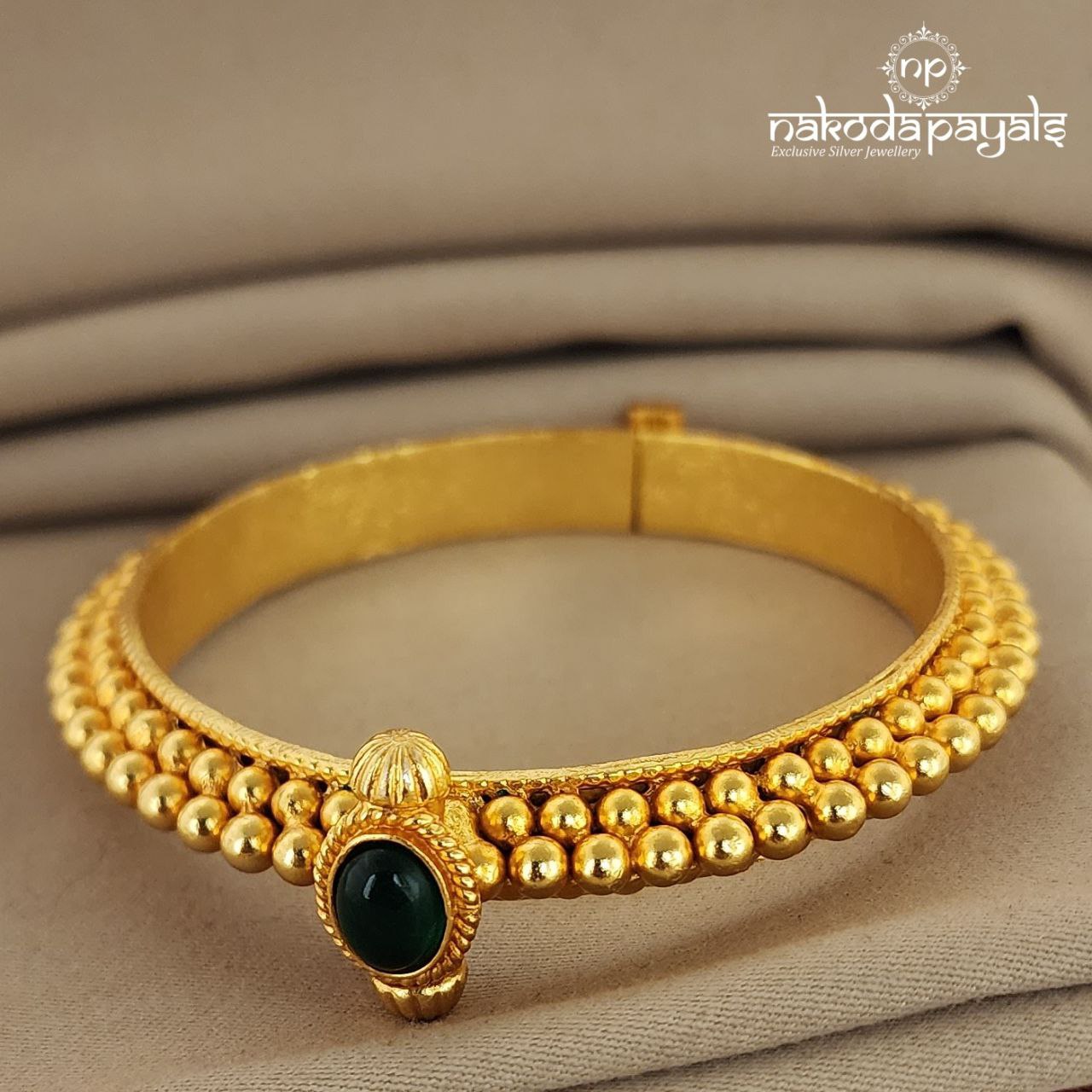 Oval Green Openable Kada Single (GK2274) - 2.2