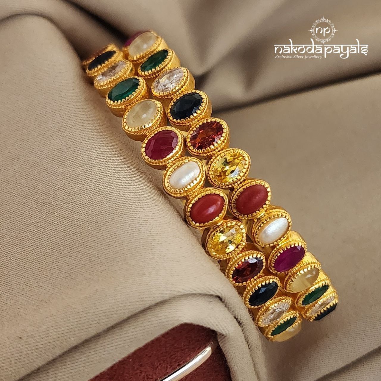 Oval Navarathna Bangle Pair (GK2302)