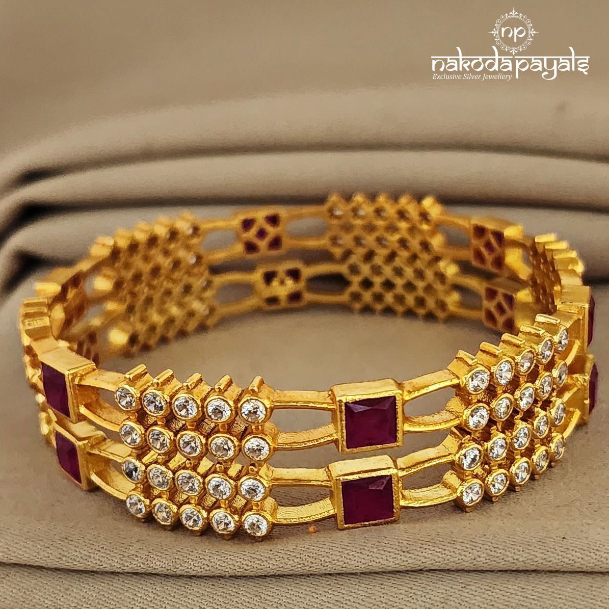 Squarish Ruby Bangle Pair (GK2314)