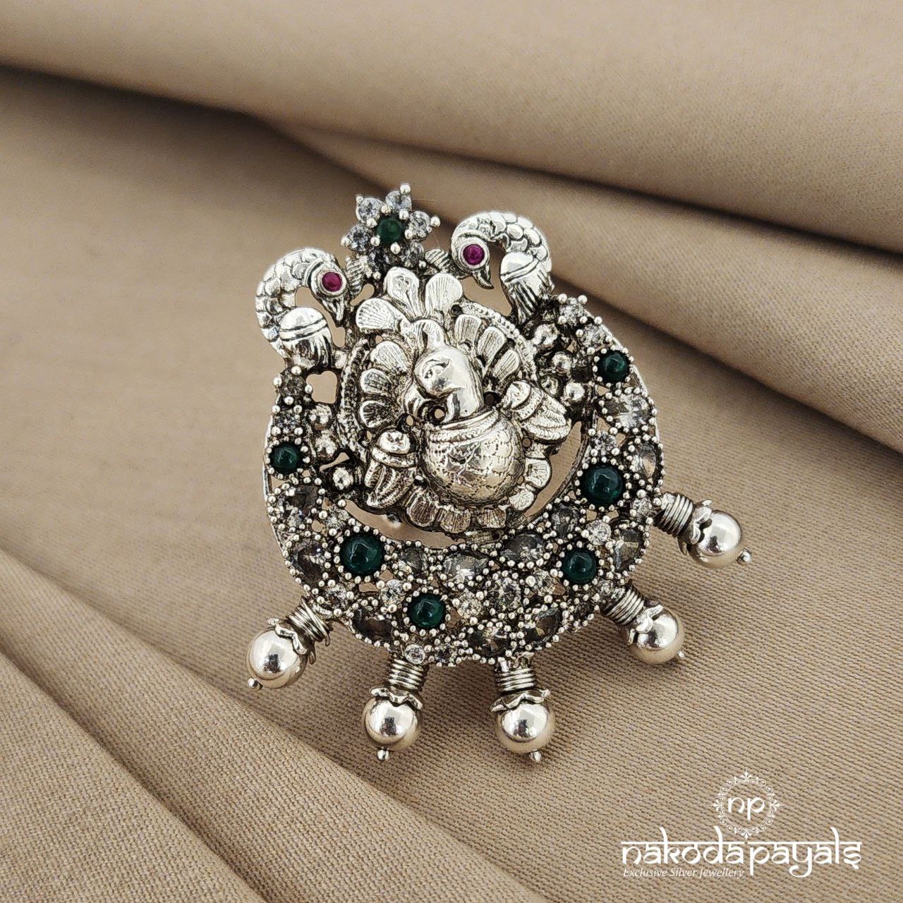 Green Peacock Finger Ring (F2110)