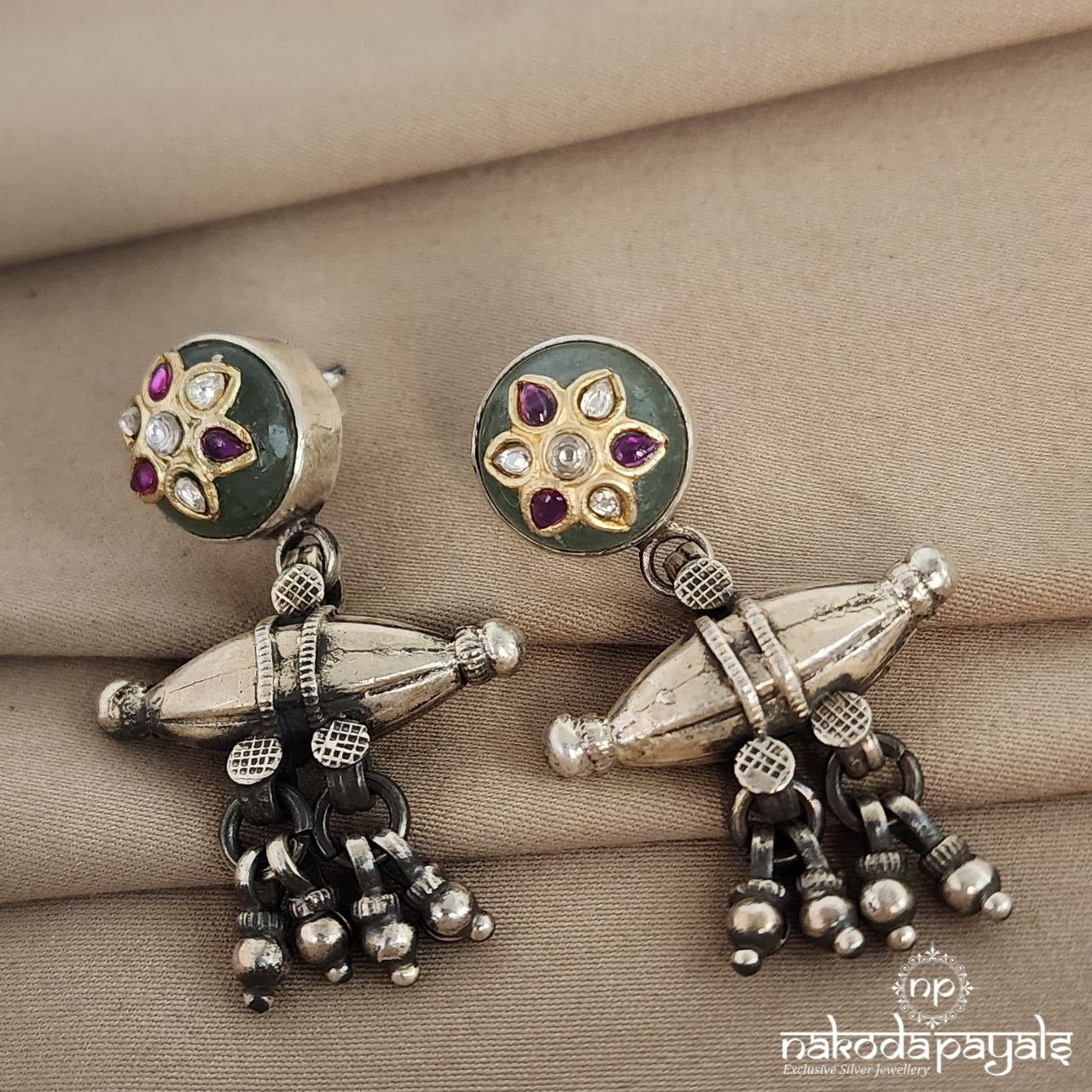 Floral Oxidised Chandbali (C7116)