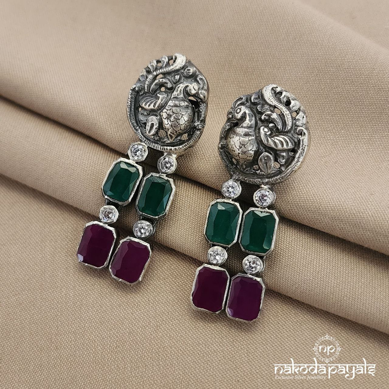 Peacock Cutstone Chandbali (C7118)