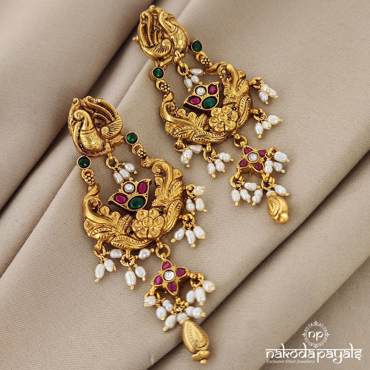 Peacock Kundan Chandbali (Ge5687)