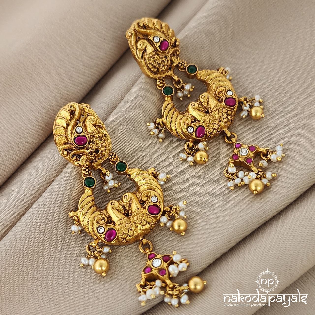 Peacock Kundan Chandbali (Ge5689)