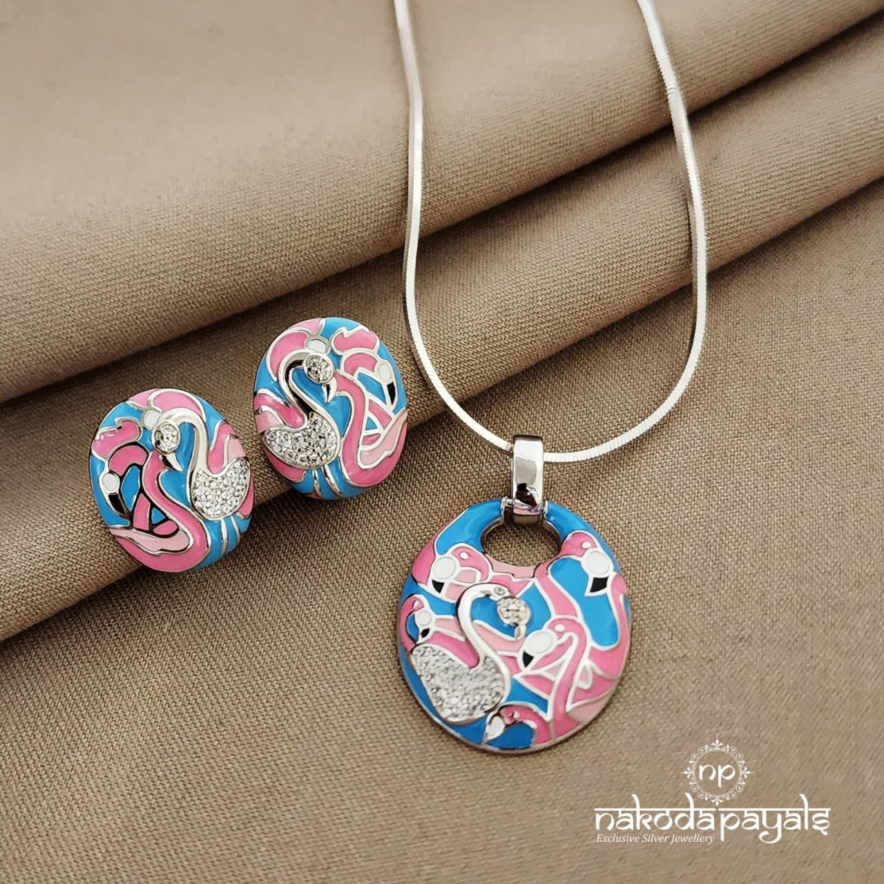 Pink Flamingo Pendant Set (St1796)