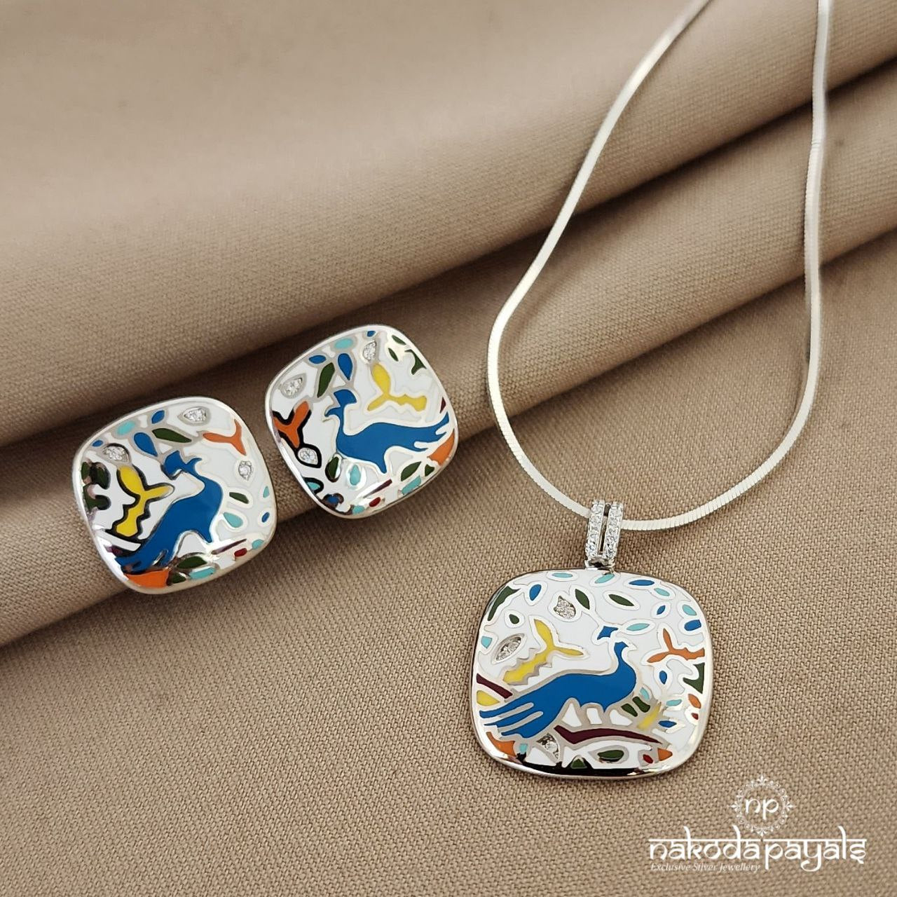 Blue Peacock Pendant Set(St1797)