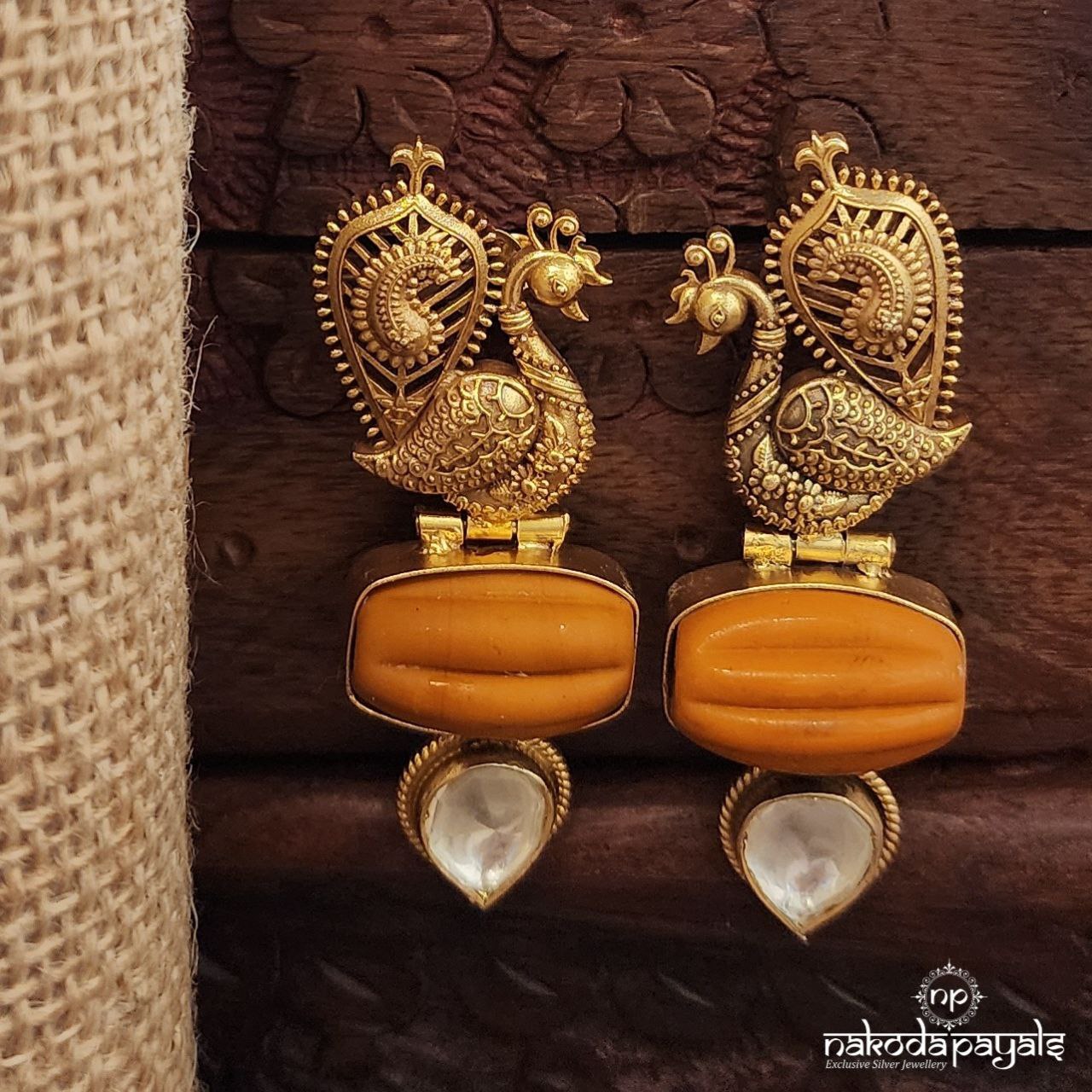 Peacock Sunset Coral Earrings (Ge9759)