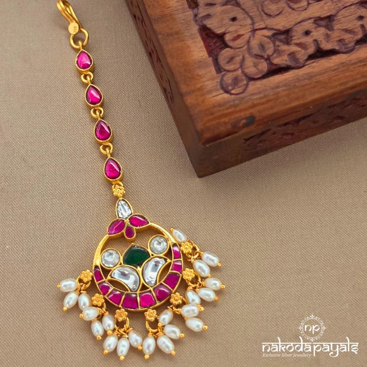 Pearl Drop Kundan Maang Tikka (Gm1293)
