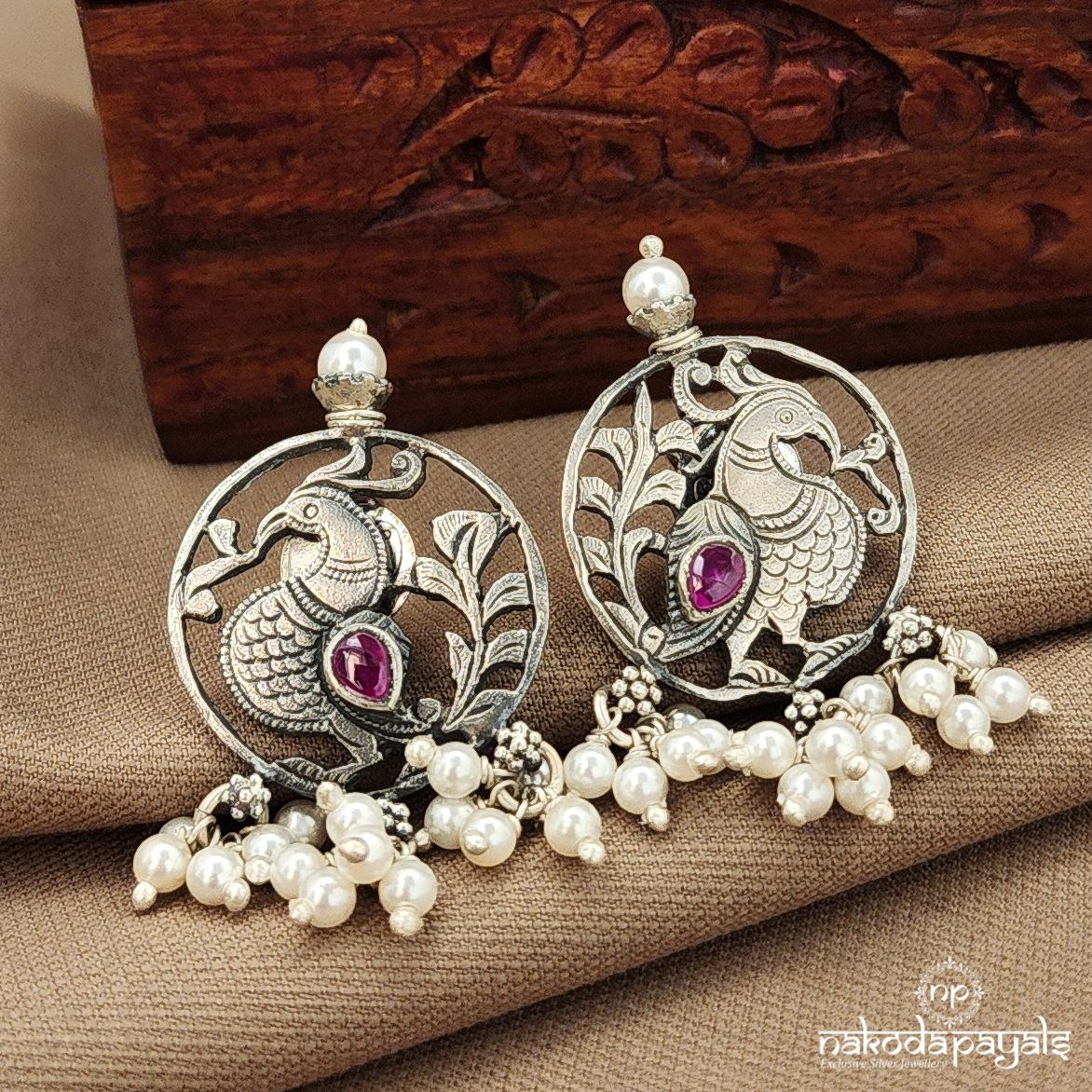 Peacock Pearled Drop Studs (S9586)