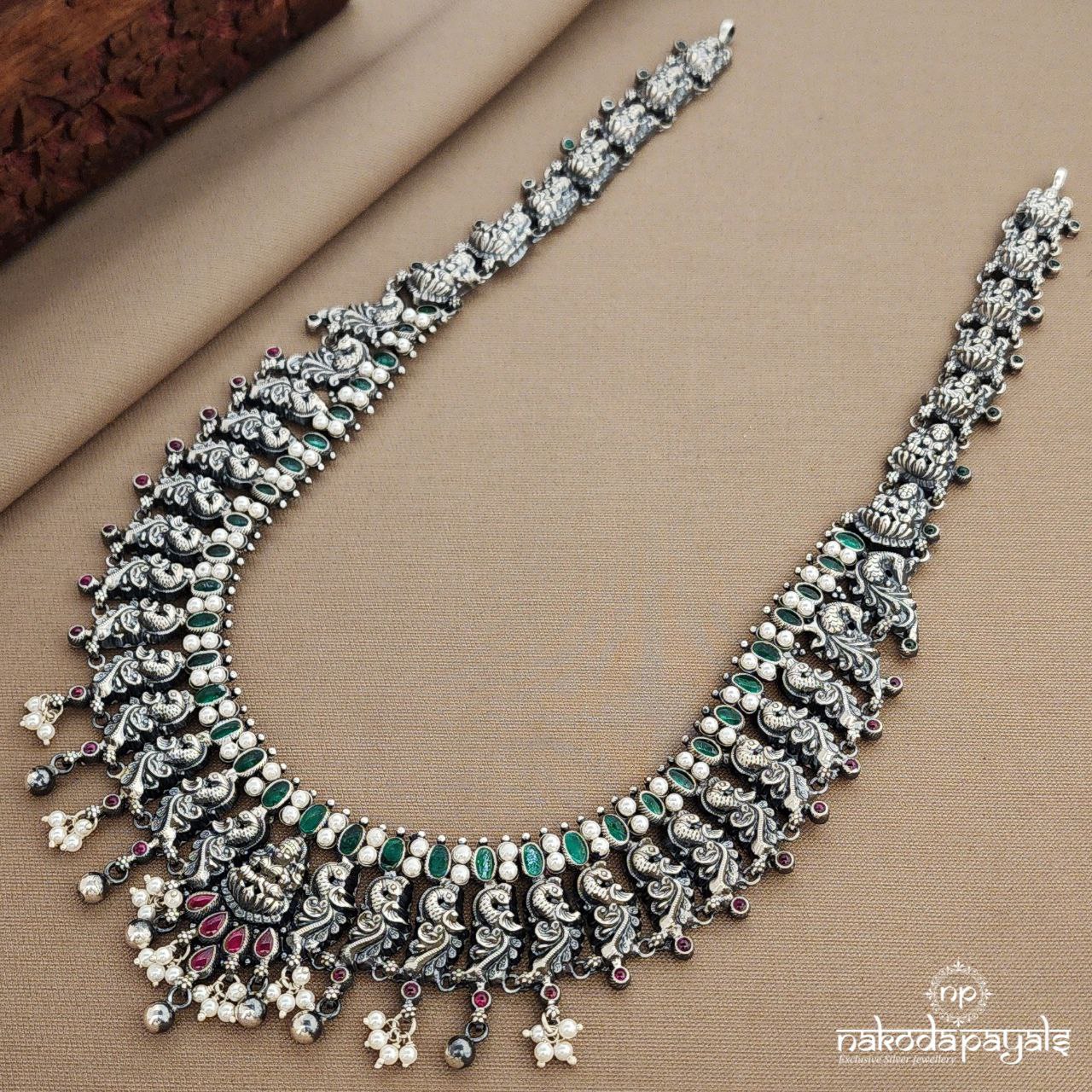 Green Pearled Peacock Neckpiece (N11249)