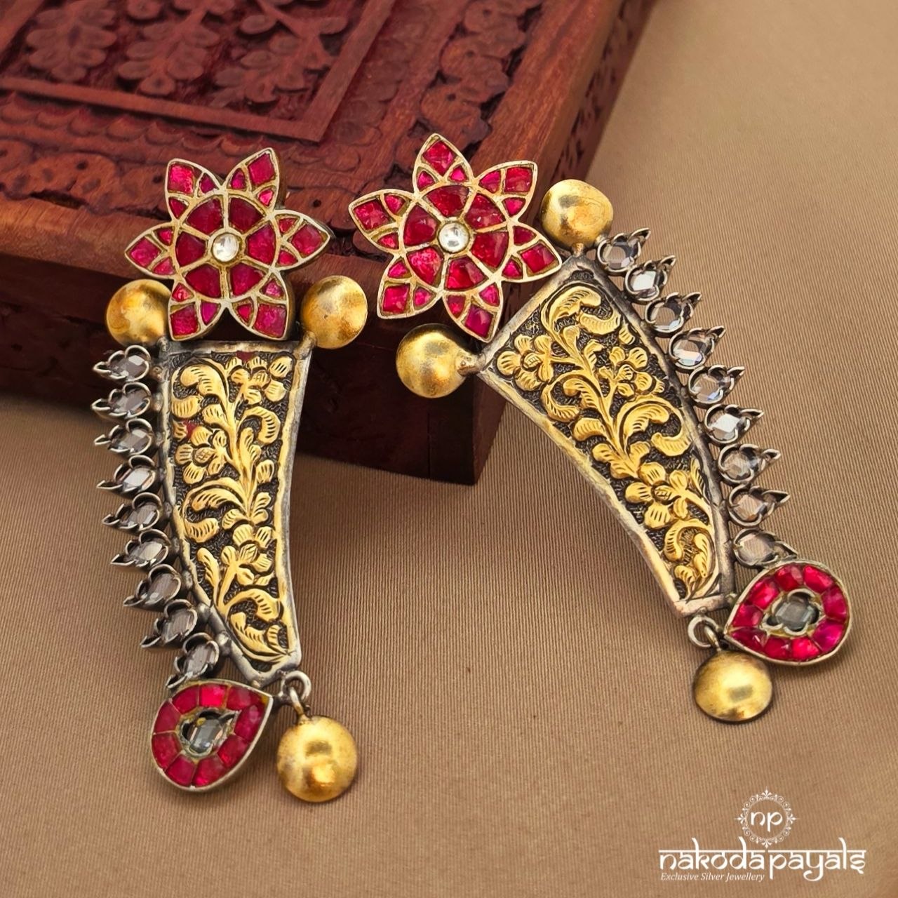 Designer Nail Kundan Earrings (C4013)