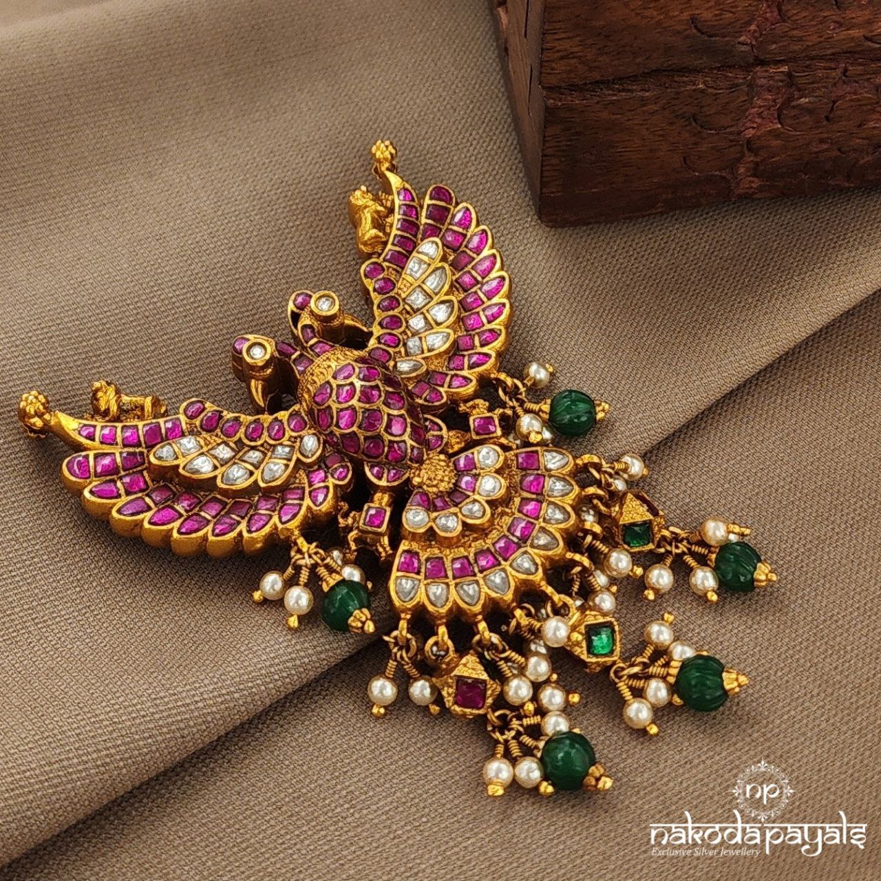 Green Gandaberunda Reversible Pendant (Gp2146)