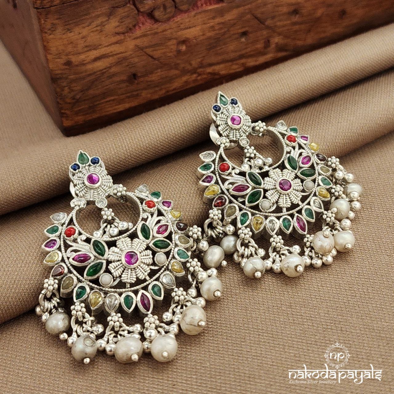 Navaratna Pearled Drops Earrings (C3801)