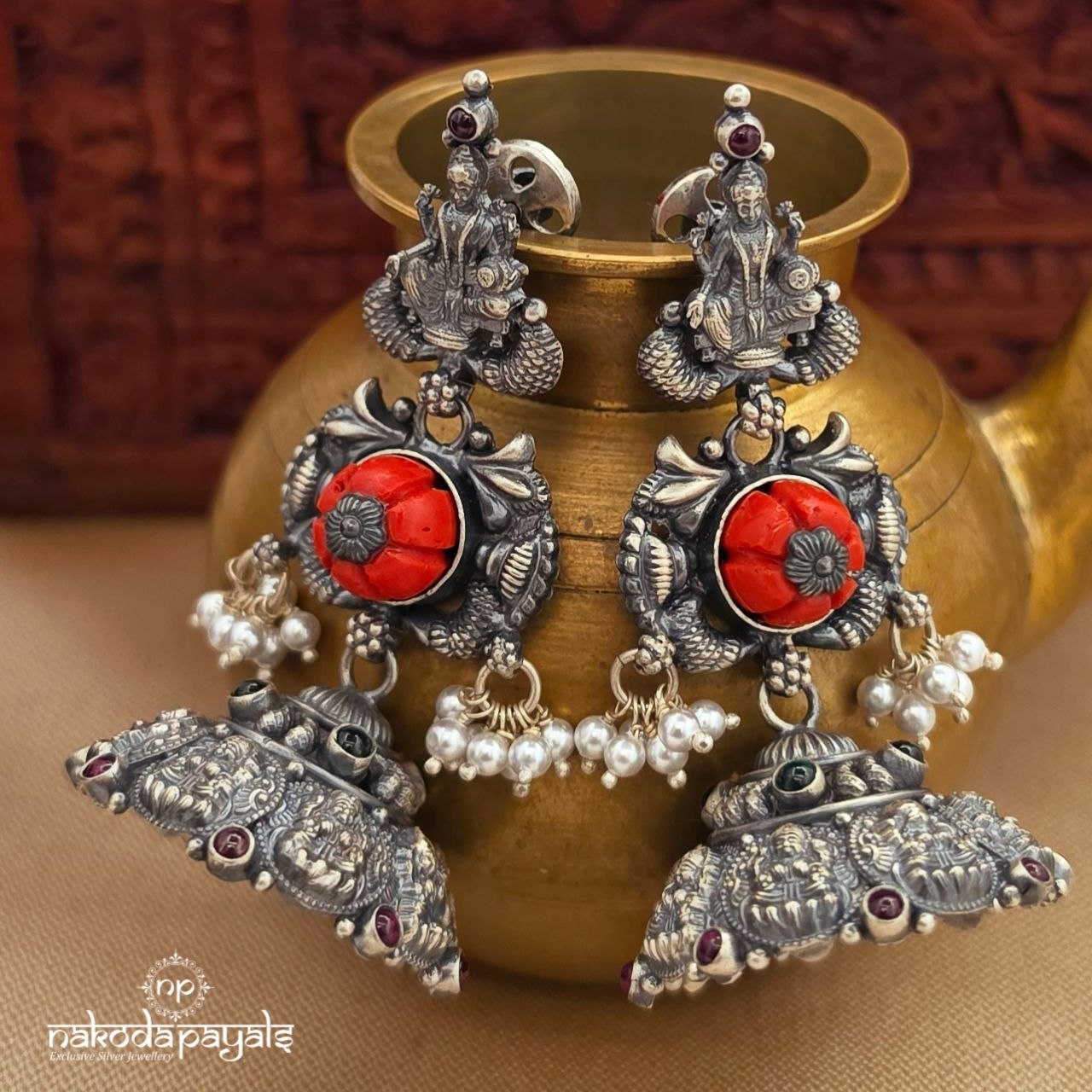Coral Lakshmi Jhumka (J1637)