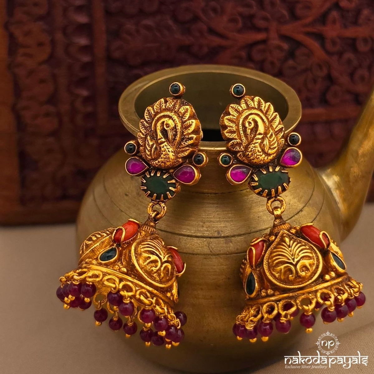 Exquisite Kemp Peacock Jhumka (Ge11329)