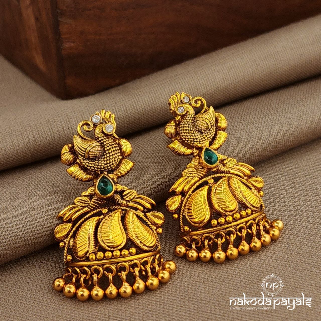 Peacock Ball Drop Jhumka (Ge10226)