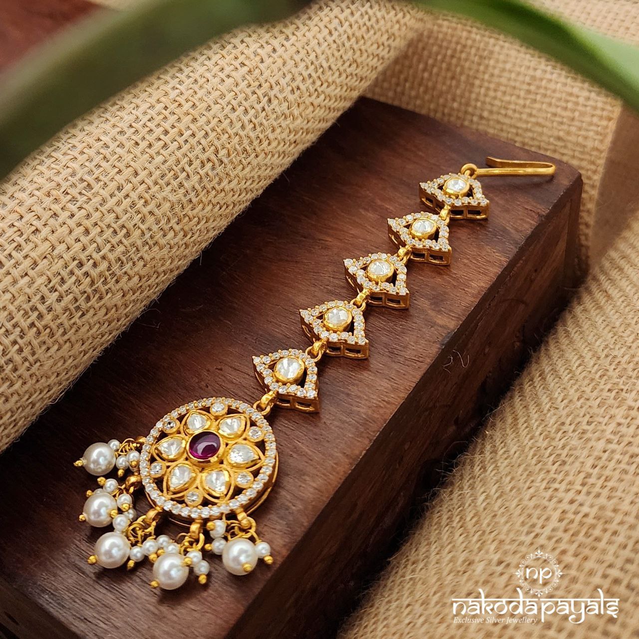 Ruby Dot Moissanite Maang Tika (Gm0898)