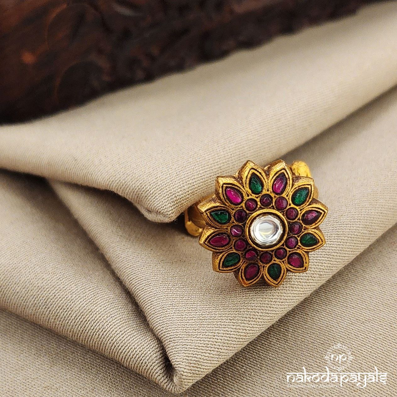 Kundan Flower Finger Ring (F2591)