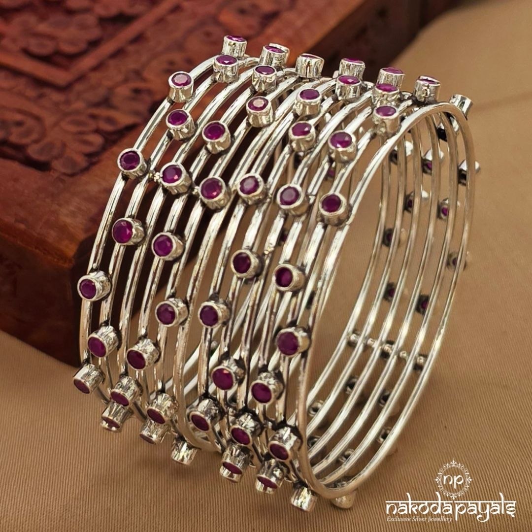 Pink Dotted Bangles Pairs (K6290)