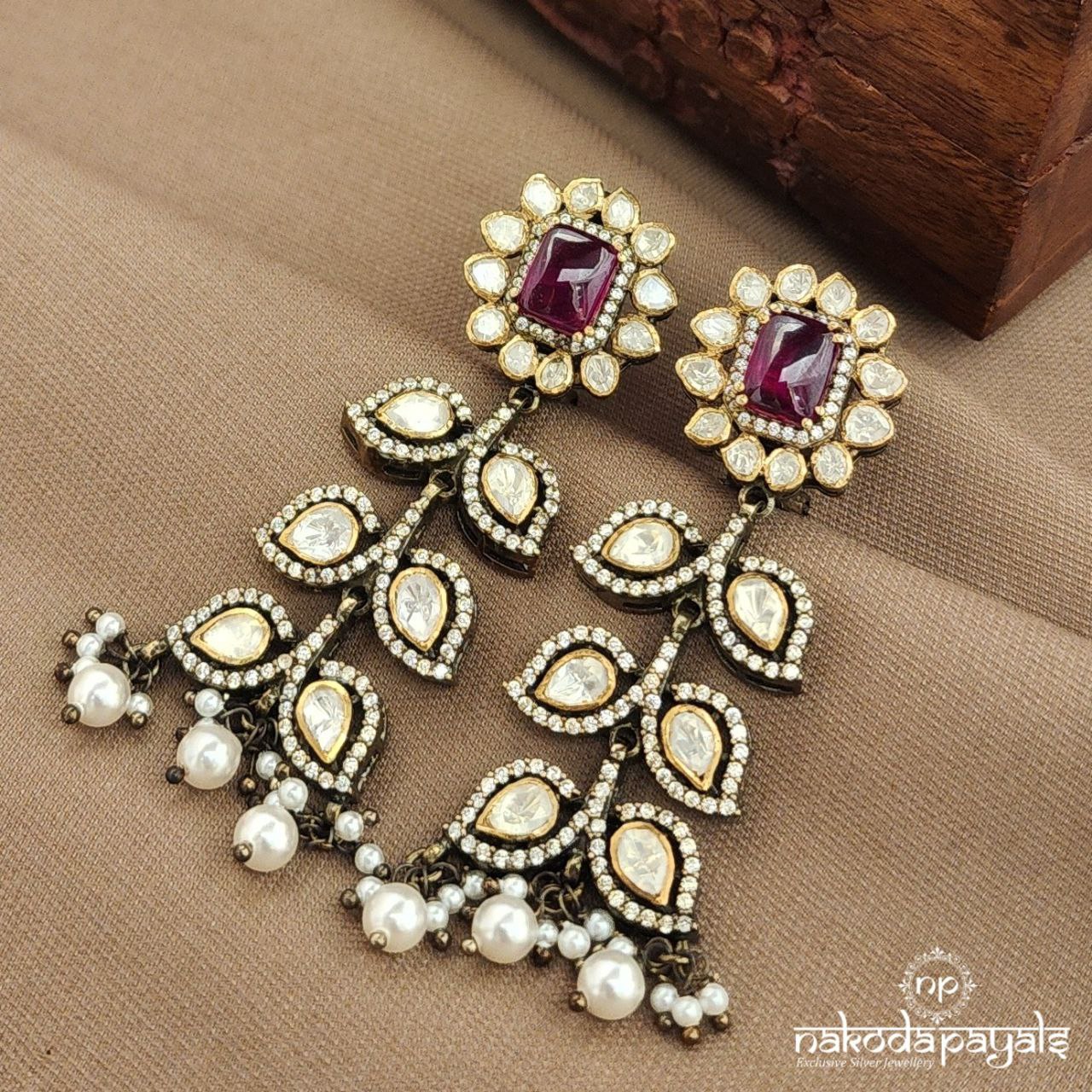 Pink Squarish CZ Earrings (Ge10163)