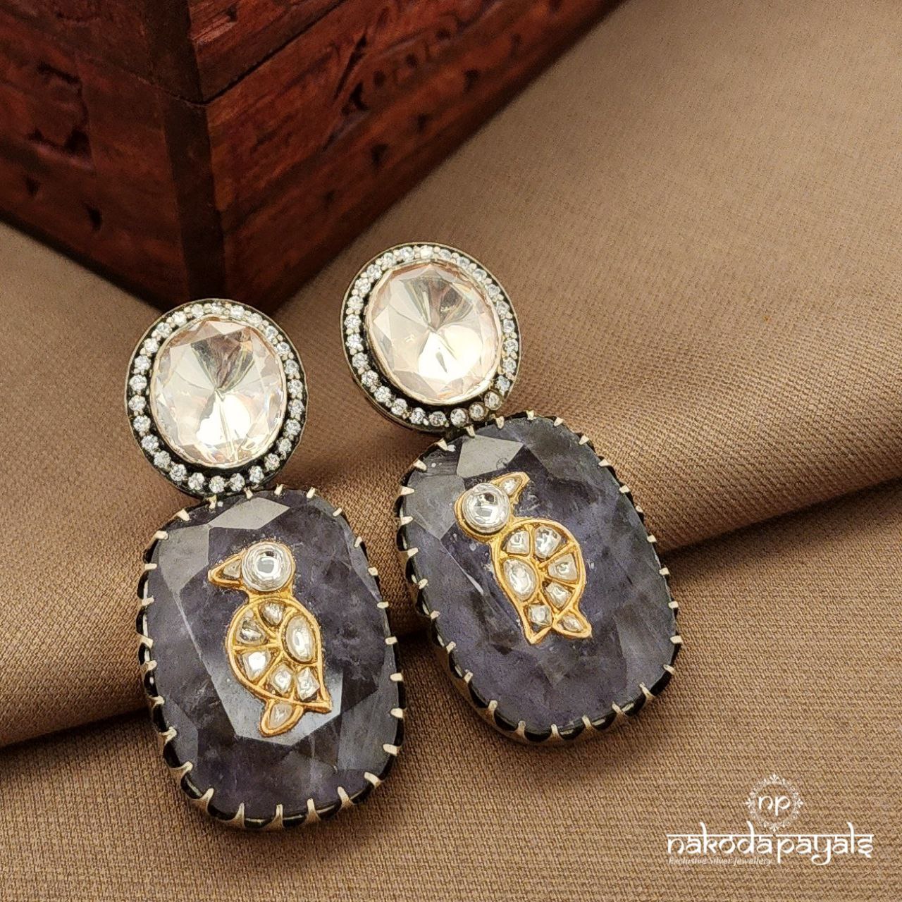 Amethyst Moissanite Earrings (C3892)