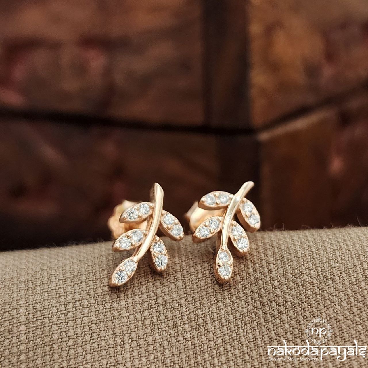 Rose Gold Leafy Earrings (St3712)