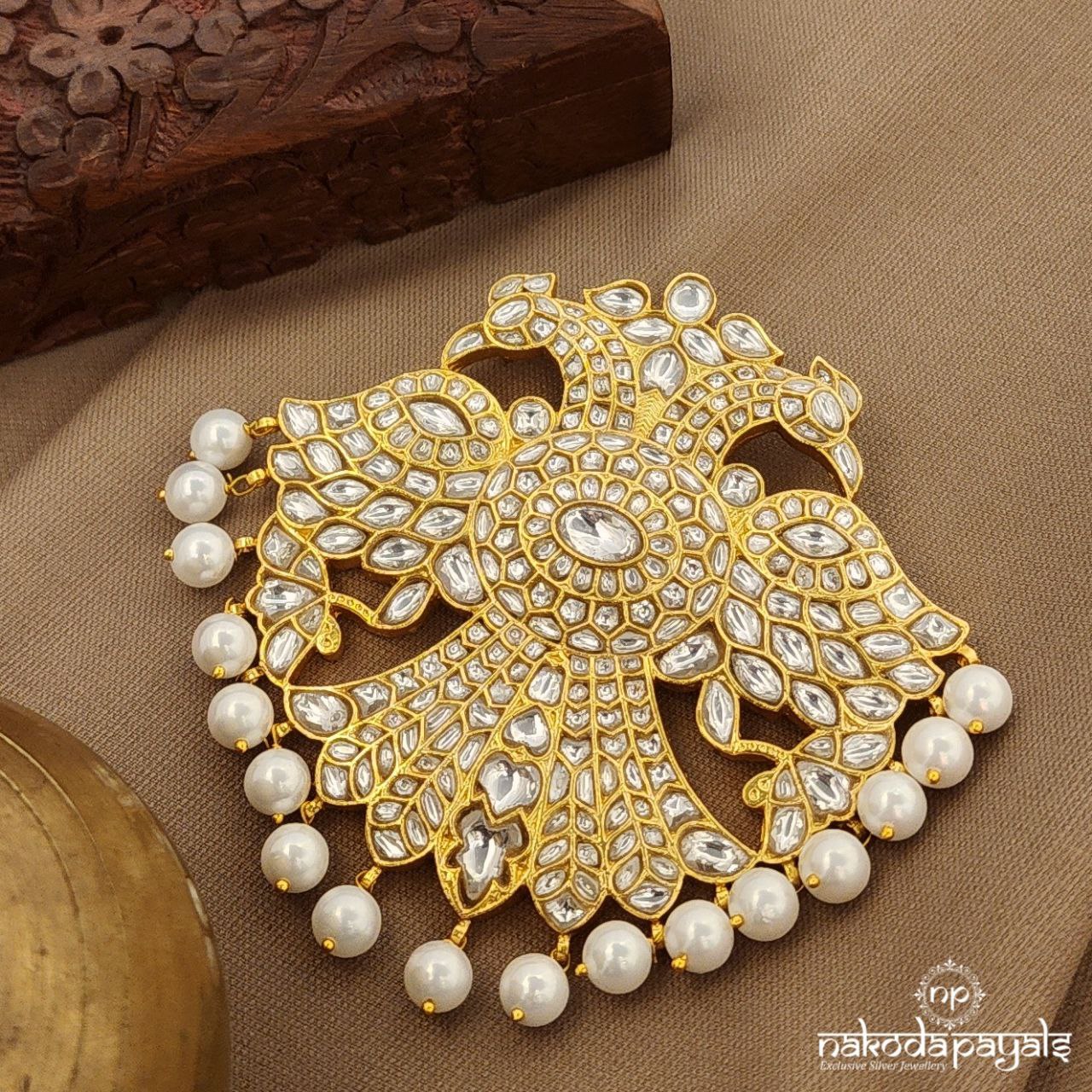 White Kundan Gandaberunda Pendant (Gp2131)