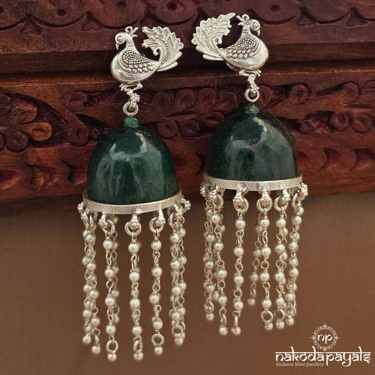Greenish Peacock Jhumka (J1875)