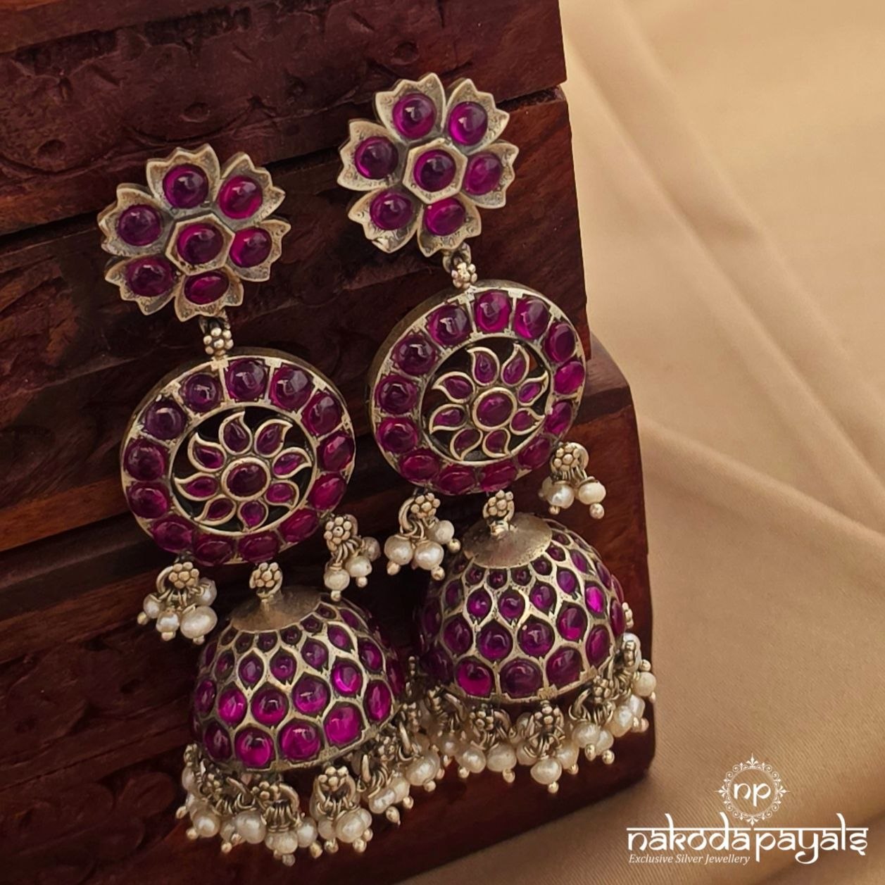 Pinkish Pearled Drops Jhumka (J1646)