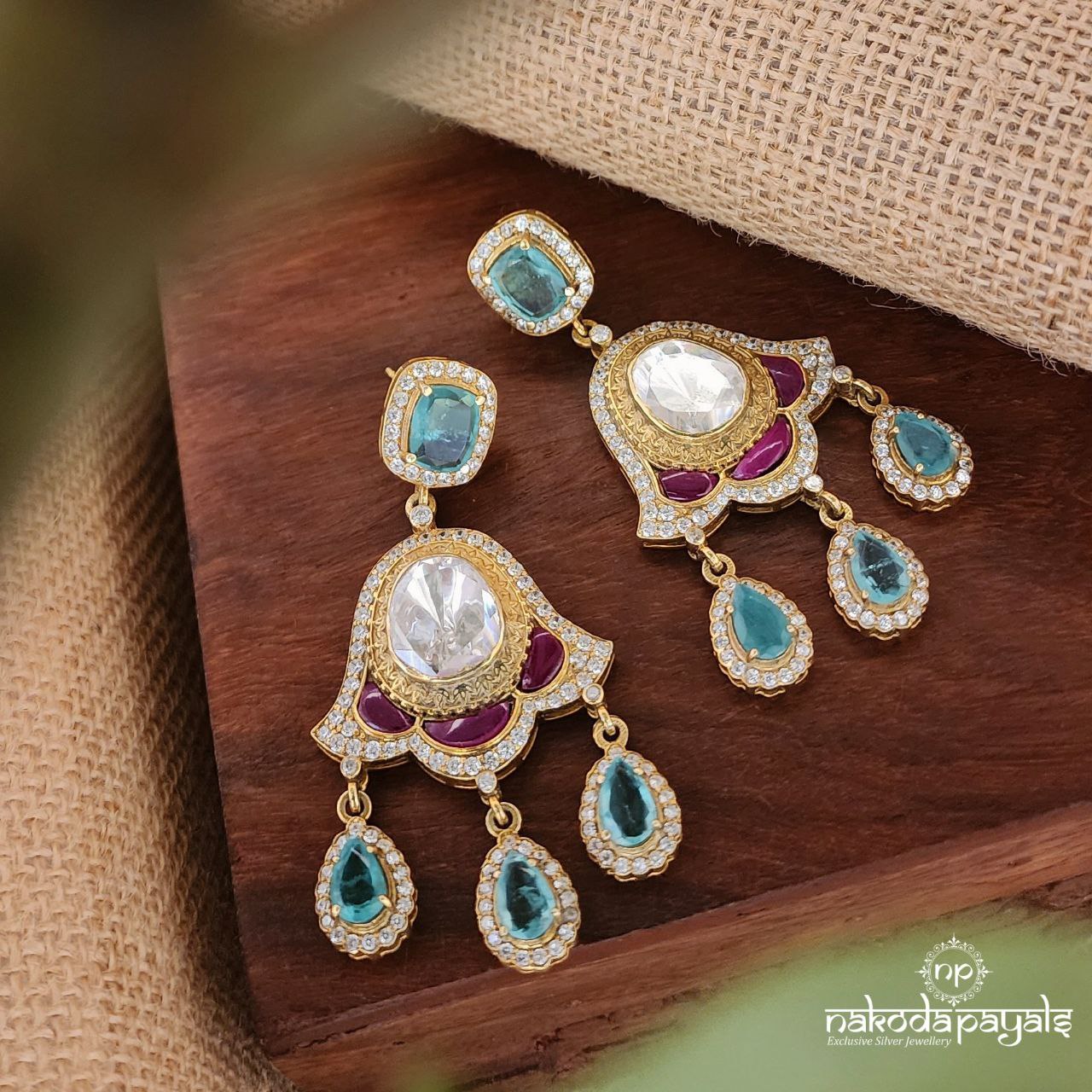 Gorgeous Moissanite Green Drop Earrings (Ge8315)